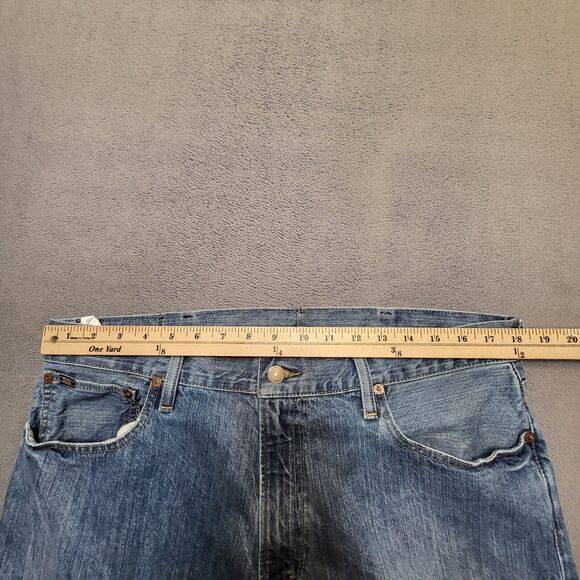 Polo Ralph Lauren Jean Mens 36x30 Blue Varick Slim Straight Distressed Denim - Picture 8 of 11